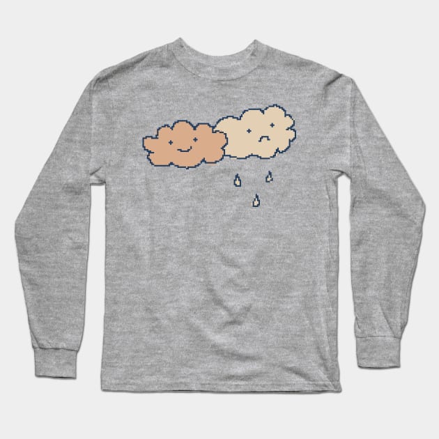 Moody Happy And Sad Clouds Pixel Art Long Sleeve T-Shirt by pxlboy